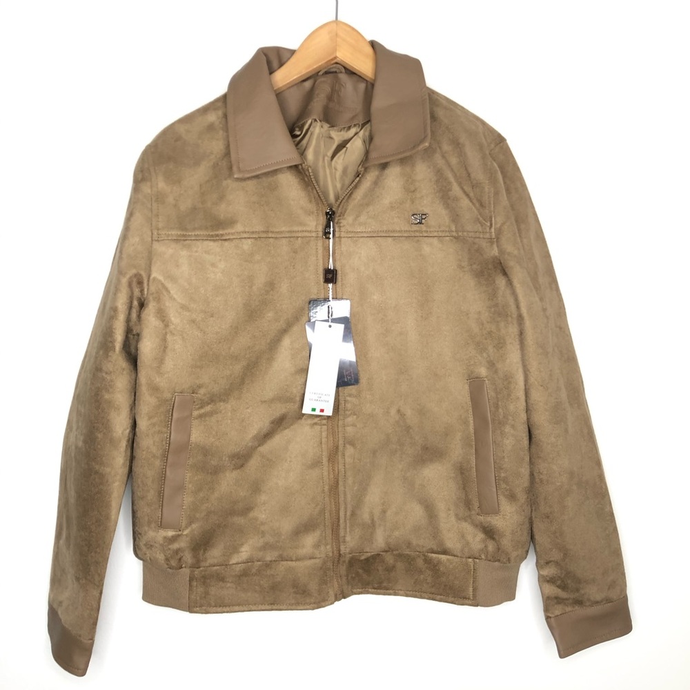 NWT Superlative Fashion Suede Tan Jacket Italy M